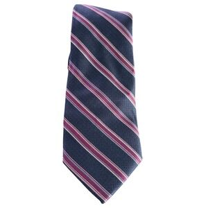 Daniel‎ Cremieux Mens Silk Tie Blue Pink Stripe Extra Long NWT